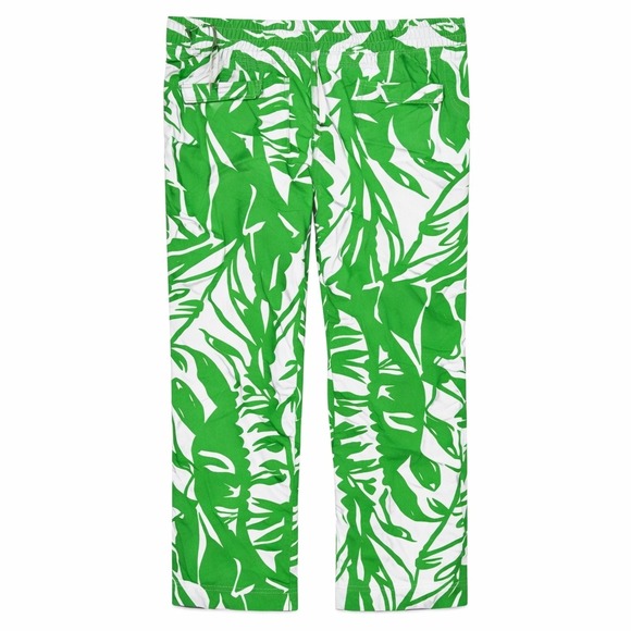 Lilly Pulitzer Womens XS Beach Pants Green White Tropical Palm Leaf Resortwear - Picture 2 of 7